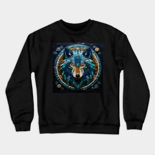 Wolf Mosaic Mandala Crewneck Sweatshirt